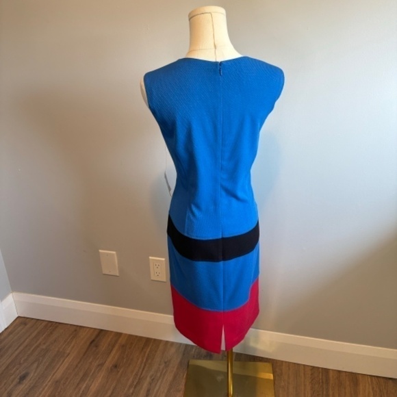 Anne Klein Women's Blue Sheath Midi Dress Striped Red w/ Black, NWT Size 12 - Picture 4 of 10